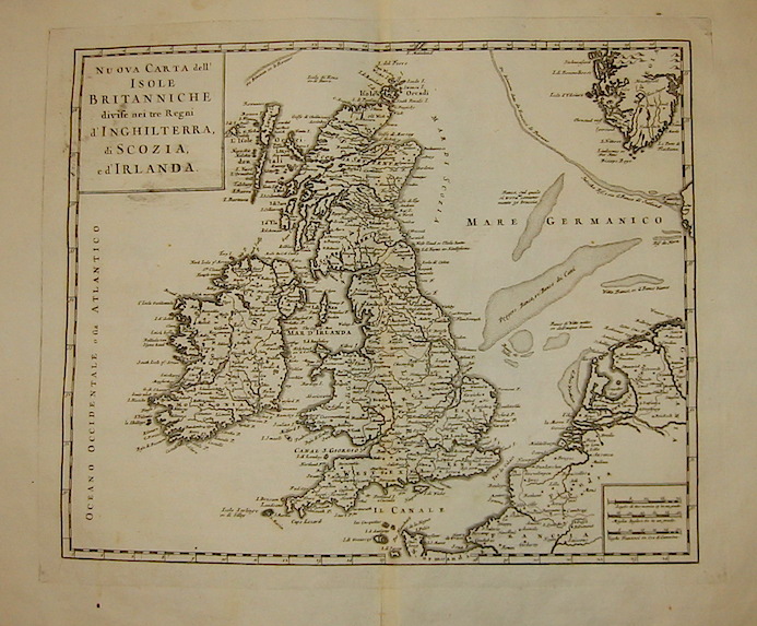 Albrizzi Giambattista (1698-1777) Nuova carta dell'Isole Britanniche divise nei tre Regni d'Inghilterra, di Scozia e d'Irlanda 1750 Venezia 